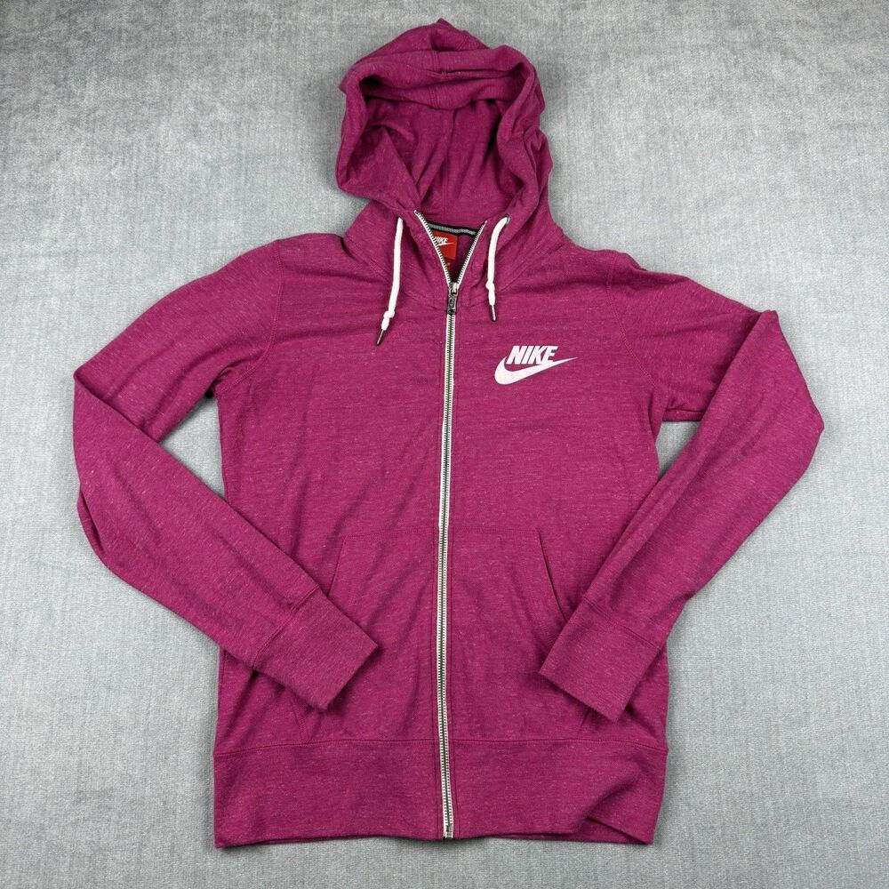 Nike Sportswear Hoodie Womens Med Full Zip Pink Knit Lightweight Athletic Gym